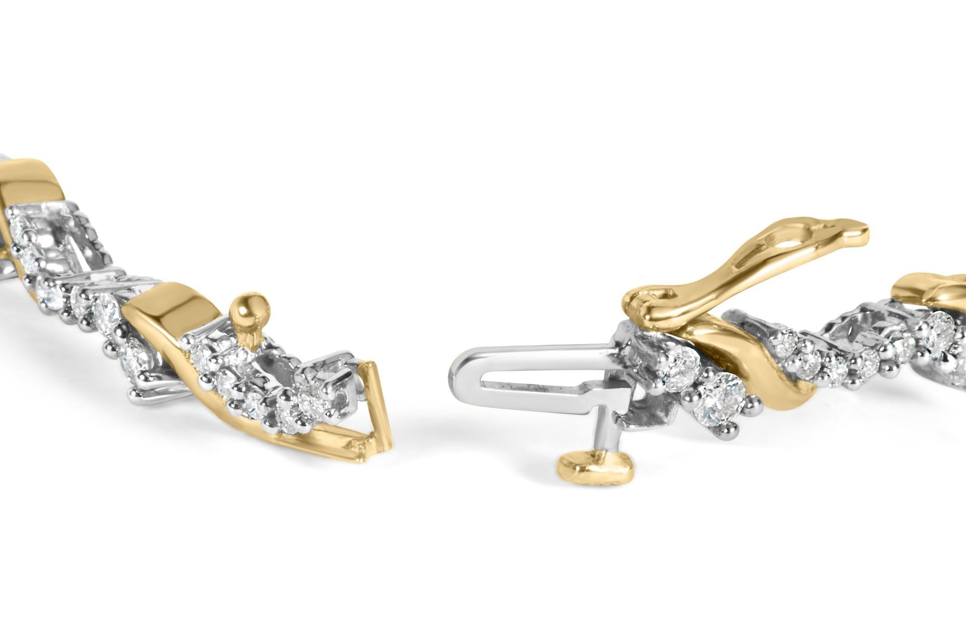 10K Yellow and White Gold 2.00 Cttw Diamond 'S' Link 7' Bracelet (H-I Color, I2-I3 Clarity)