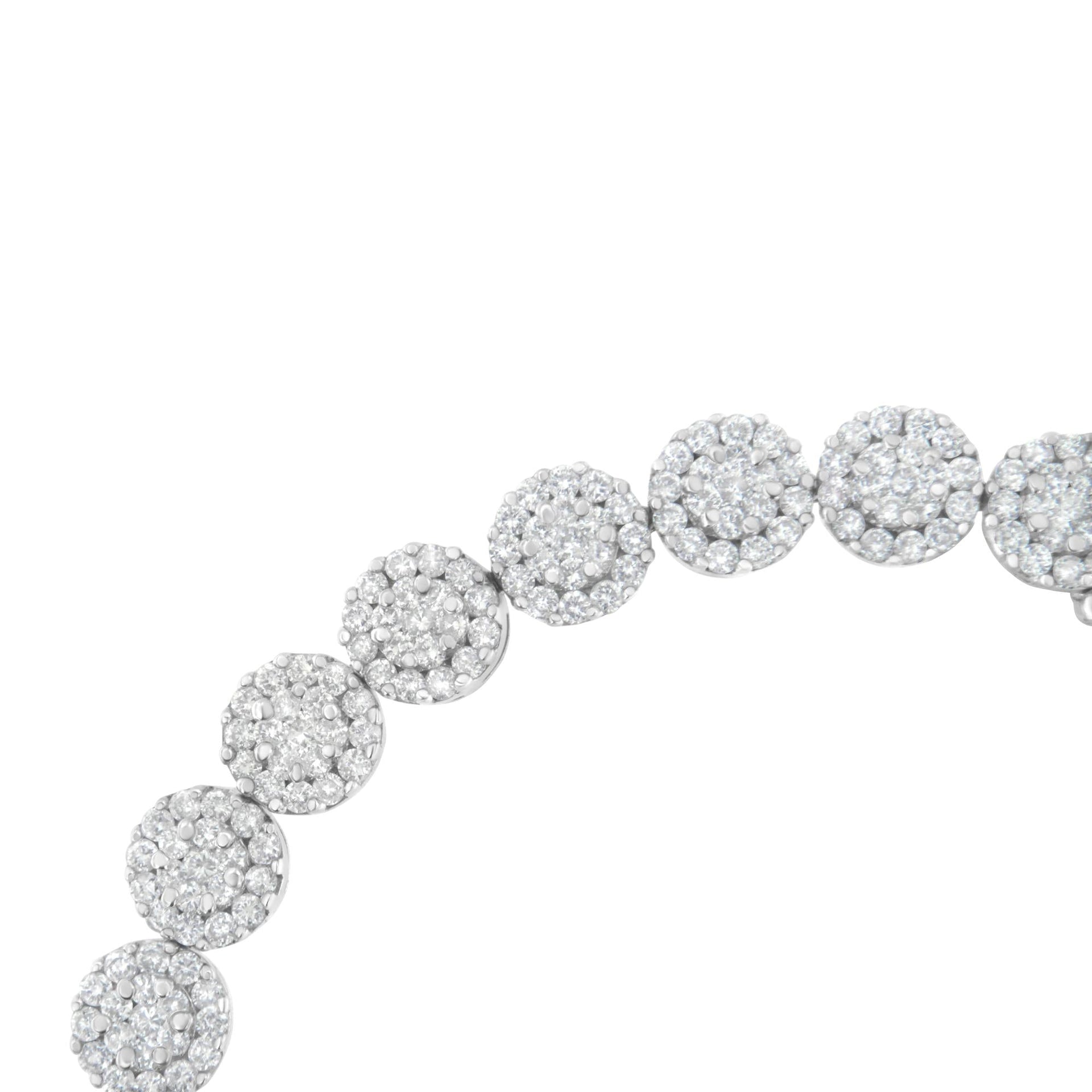 14K White Gold 3-3/4 Cttw Round-Brilliant Cut Diamond 7-1/4' Round Cluster Links Tennis Bracelet (I-J Color, SI2-I1 Clarity)