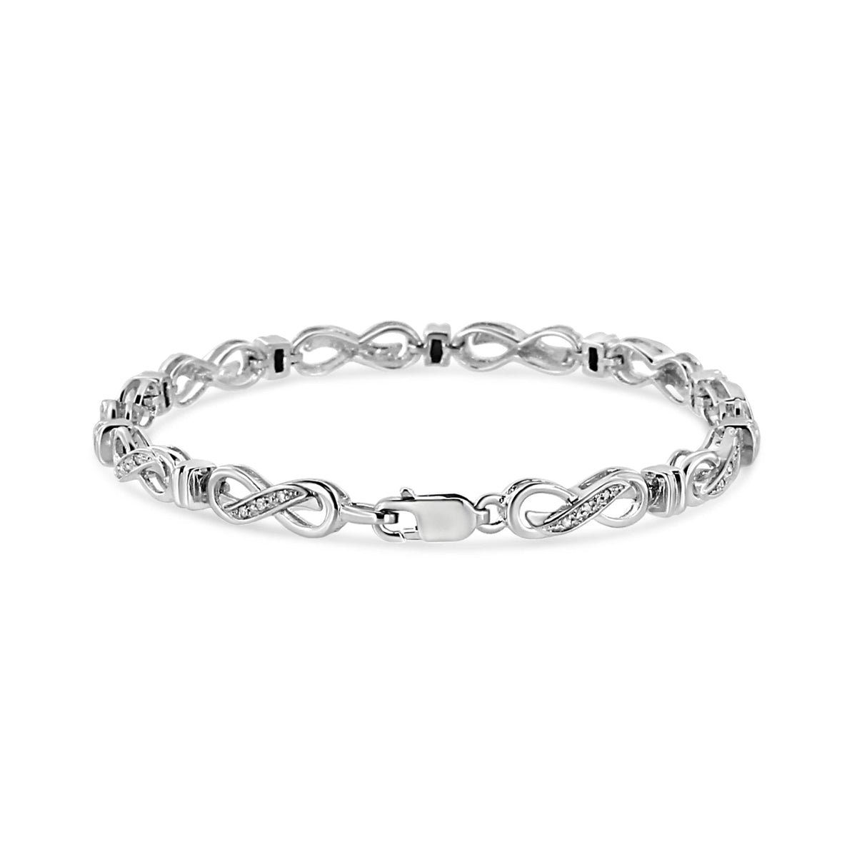 .925 Sterling Silver 1/6 Cttw Diamond Accent Infinity Link Bracelet (I-J Color, I3 Promo Clarity) - 7'
