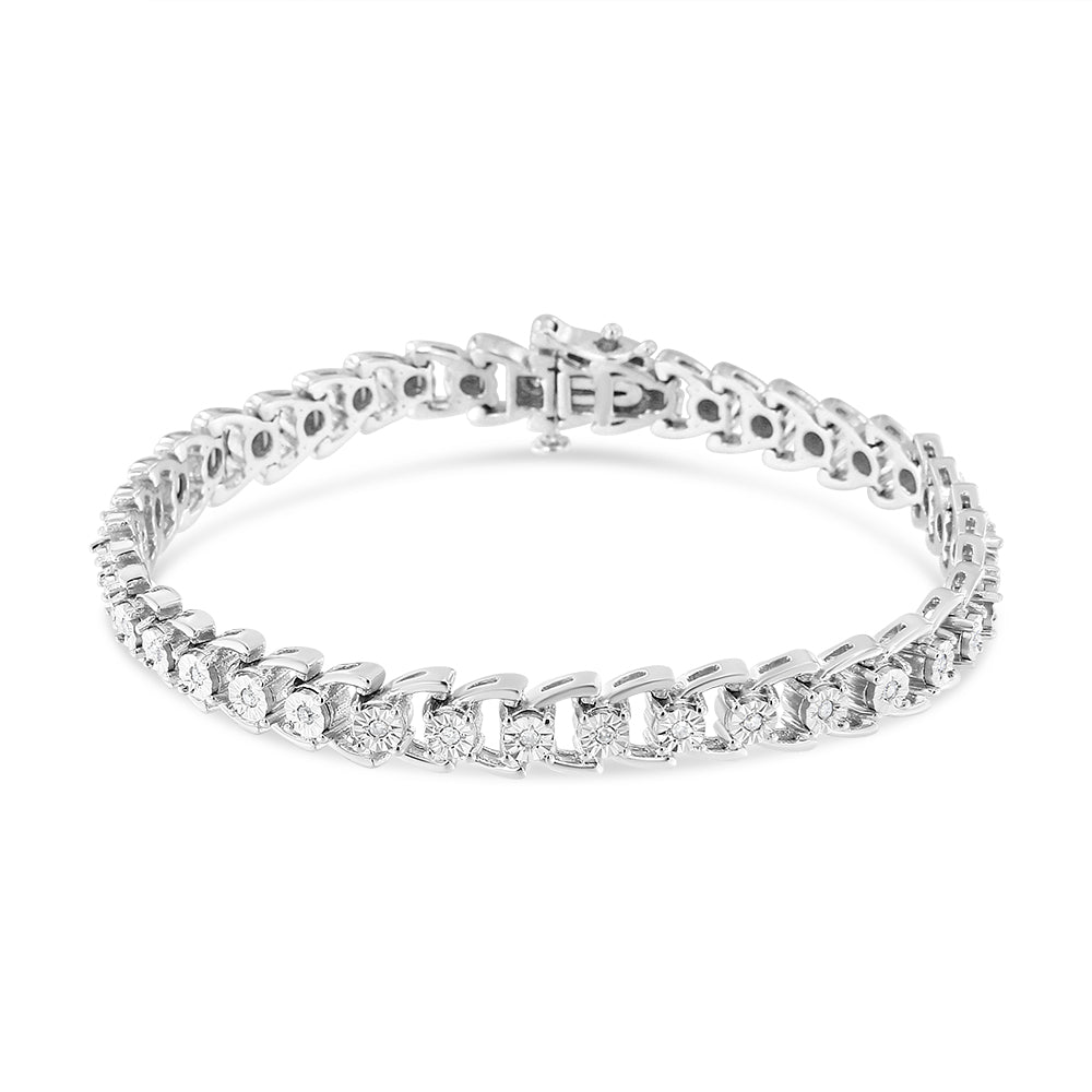 .925 Sterling Silver 1/4 Cttw Miracle Set Round Diamond Composite Open Linked Composite Line Bracelet (I-J Color, I3-Promo Clarity) - 7.5'