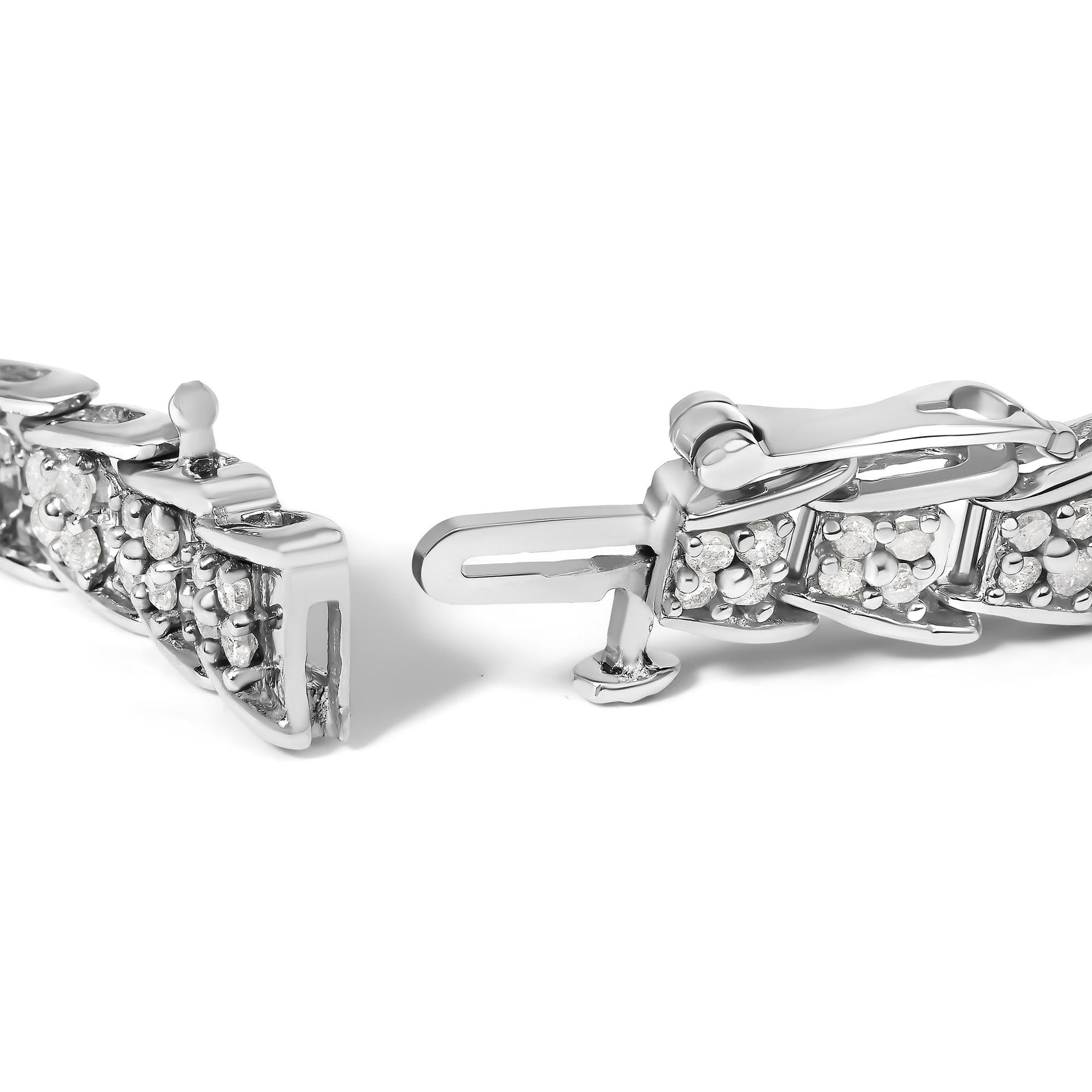 10k White Gold 2 cttw Diamond Fan-Shaped Link Tennis Bracelet (I-J Clarity, I3 Color) - Size 7.25'