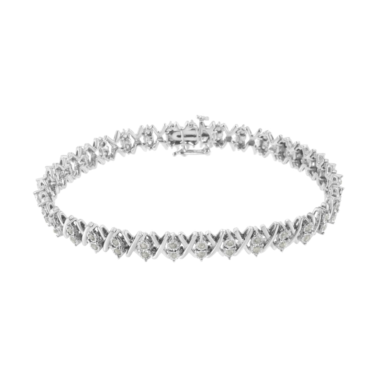.925 Sterling Silver 1.0 Cttw Diamond Miracle-Set X-Link 7' Tennis Bracelet (I-J Color, I3 Clarity)
