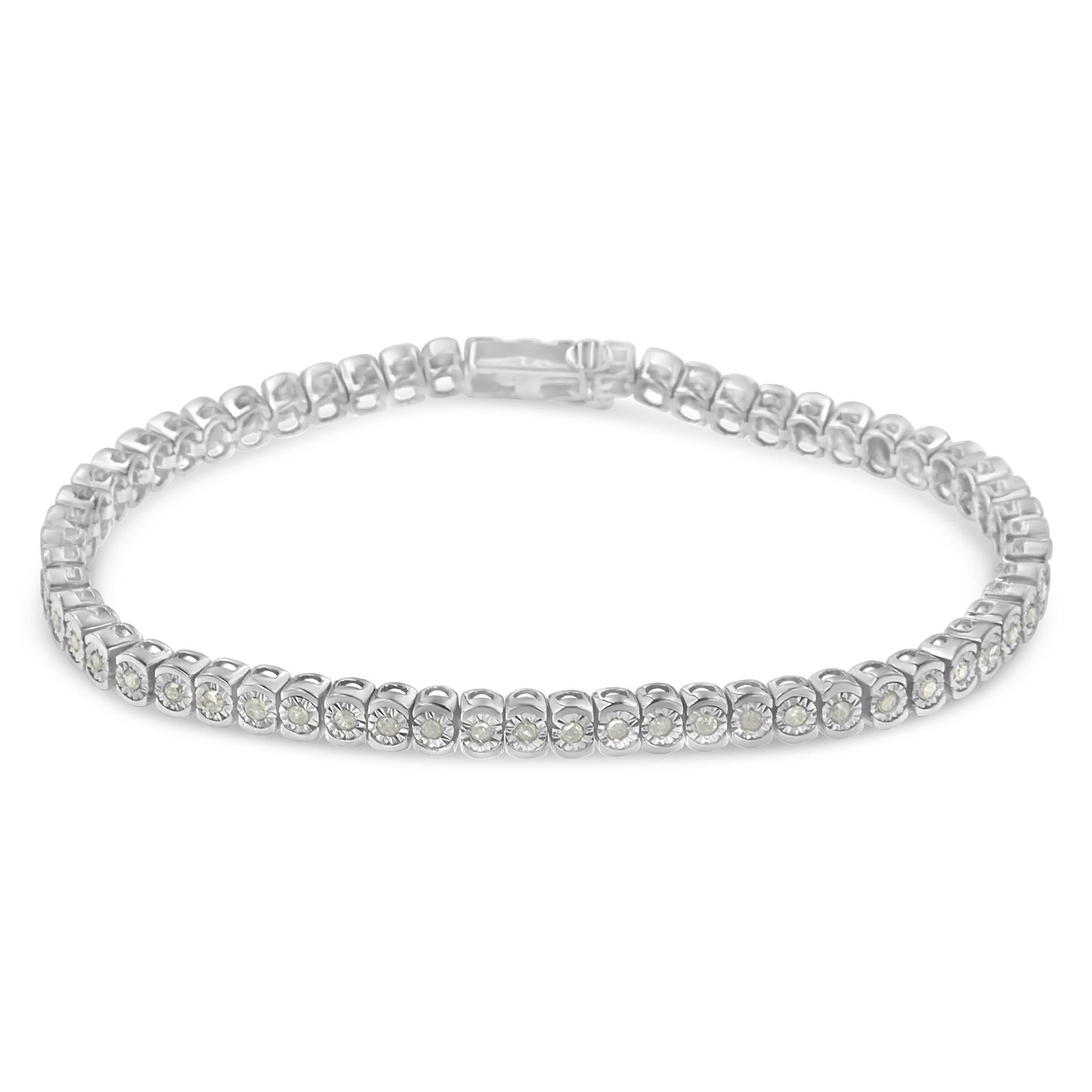 .925 Sterling Silver 1.0 Cttw Diamond Miracle-Set Cut-Circle 7' Tennis Bracelet (I-J Color, I2-I3 Clarity)