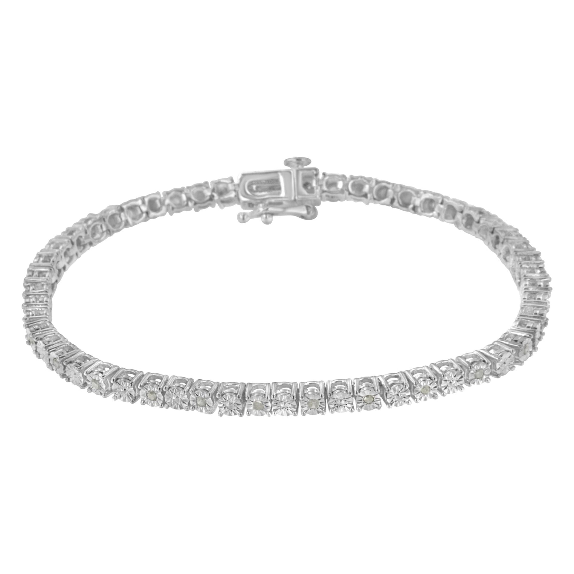 .925 Sterling Silver 1/4 Cttw Diamond Illusion-Set Miracle Plate Tennis Bracelet (I-J Color, I3 Clarity) - 7'