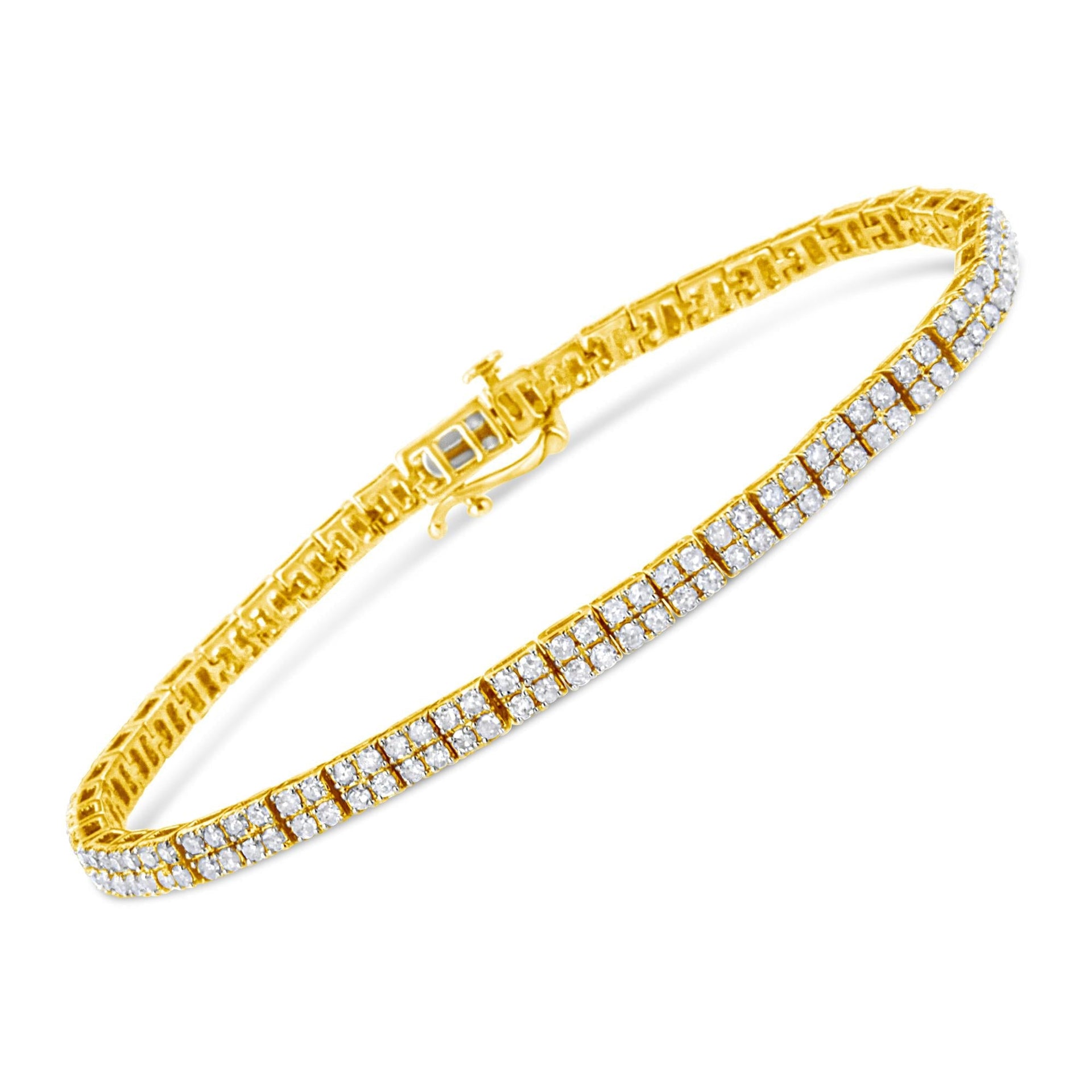 14K Yellow Gold Plated .925 Sterling Silver 3.0 Cttw Diamond Link Bracelet (K-L Color, I2-I3 Clarity) - 7.25'