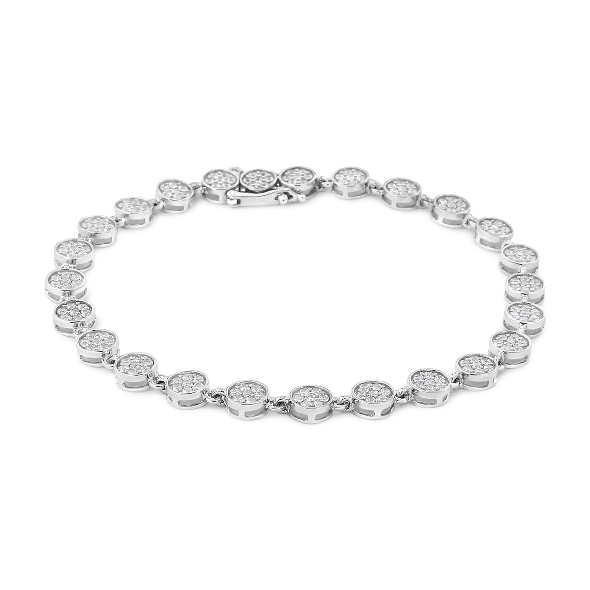 .925 Sterling Silver 2.0 Cttw Round Diamond Link Bracelet (G-H Color, I1-I2 Clarity) - 7.25'