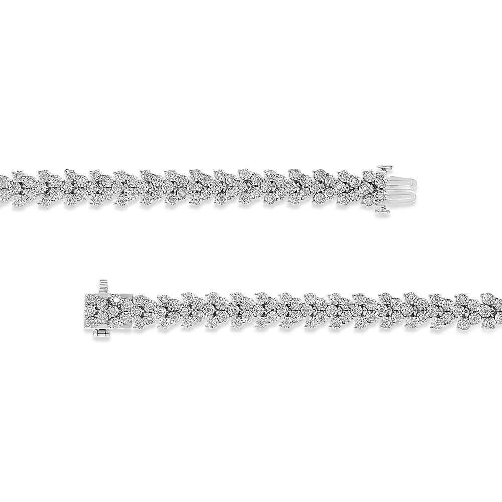 .925 Sterling Silver 2.00 Cttw Miracle Set Diamond Laurel Wreath Link Bracelet (I-J color, I3 clarity) - 7.25'