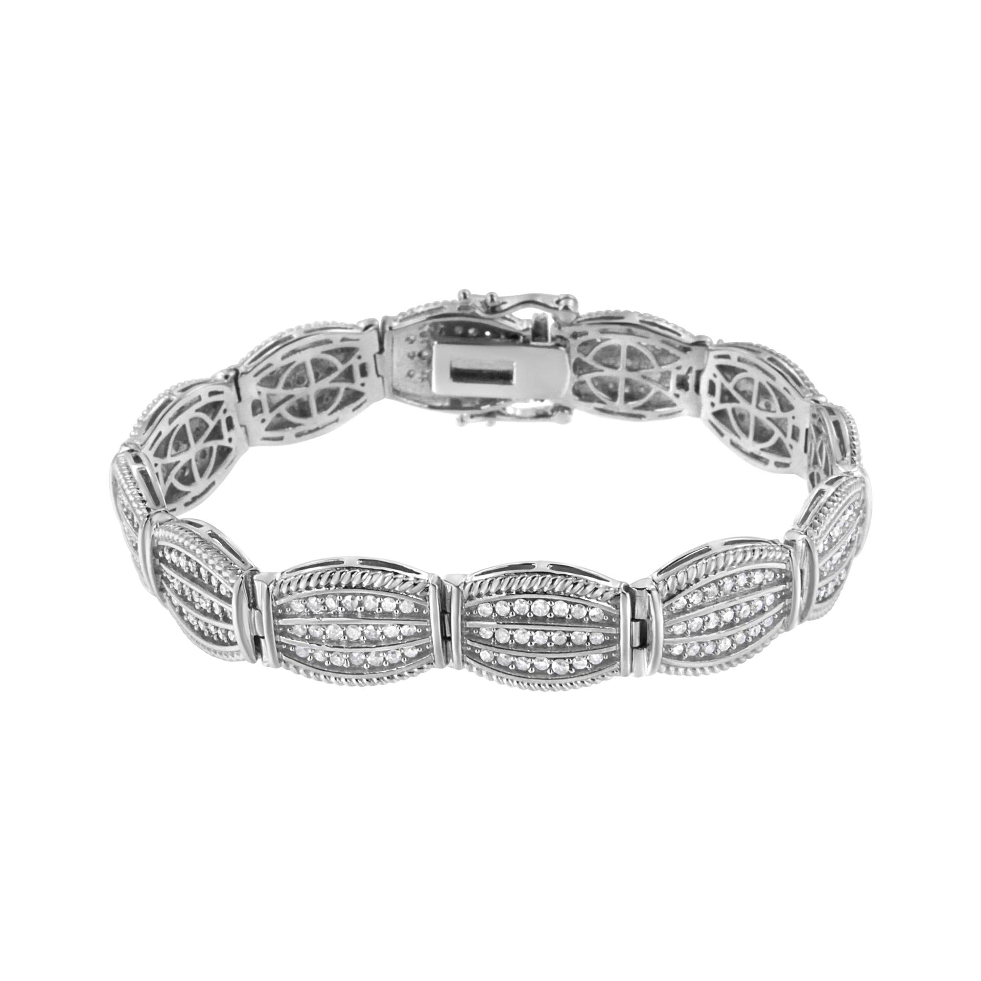 .925 Sterling Silver 3.0 Cttw Prong Set Diamond Art Deco Style Tennis Bracelet (I-J Color, I2-I3 Clarity) - 7.25'