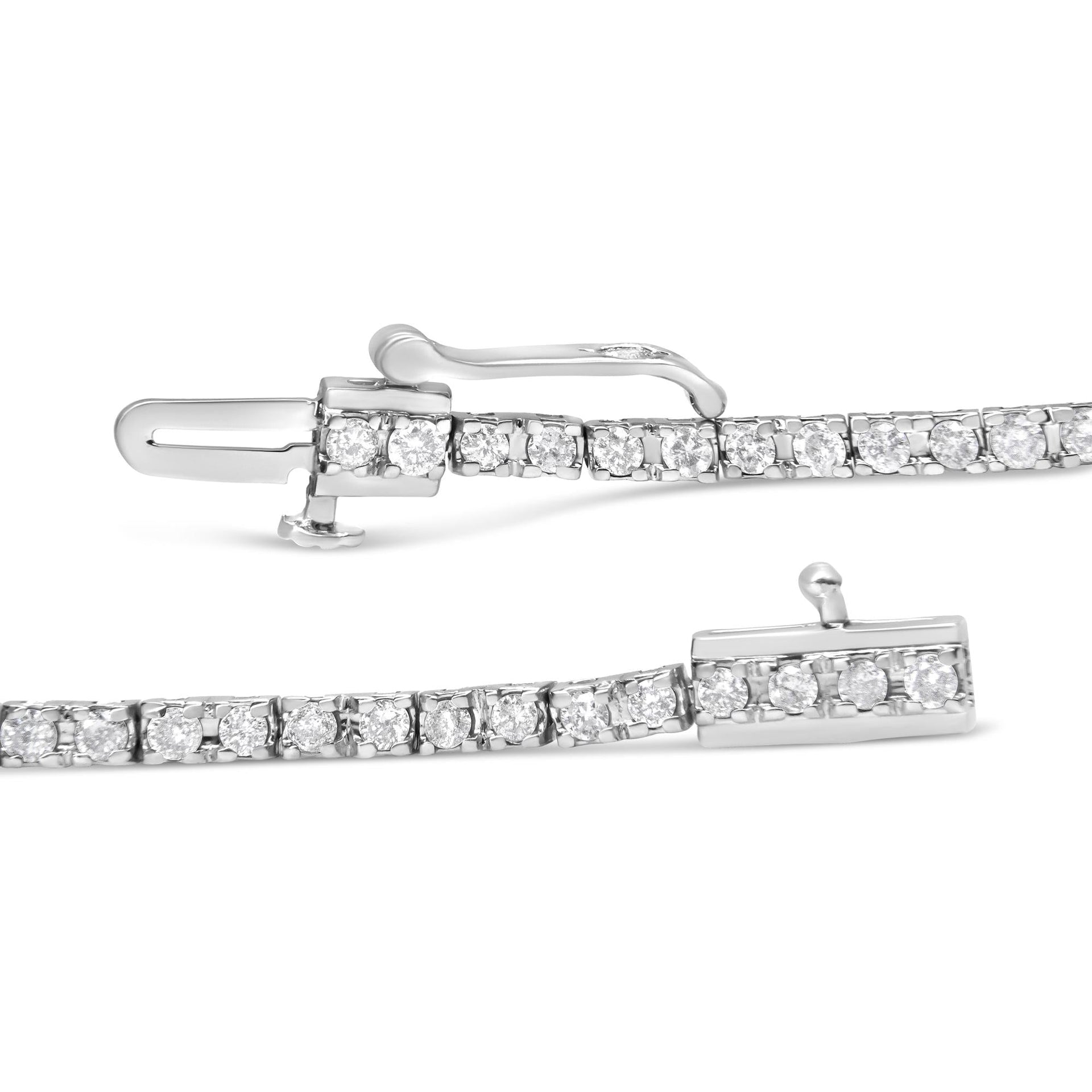 10K White Gold 2.0 Cttw Prong Set Round-Cut 7.25' Classic Diamond Tennis Bracelet (G-H Color, I1-I2 Clarity)