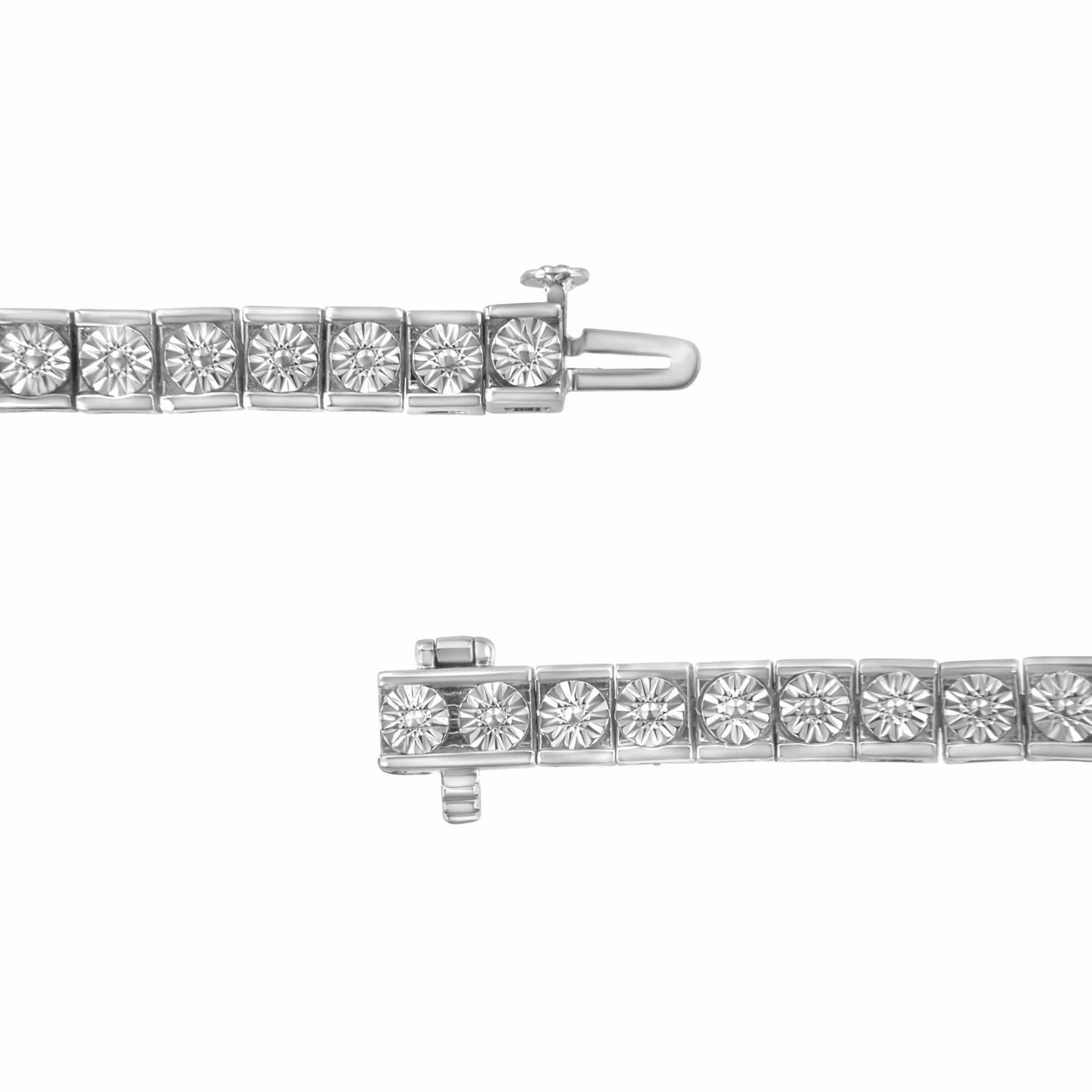 .925 Sterling Silver Miracle Set Diamond Accent Classic Tennis Bracelet (I-J Color, I2-I3 Clarity) - 7.25'