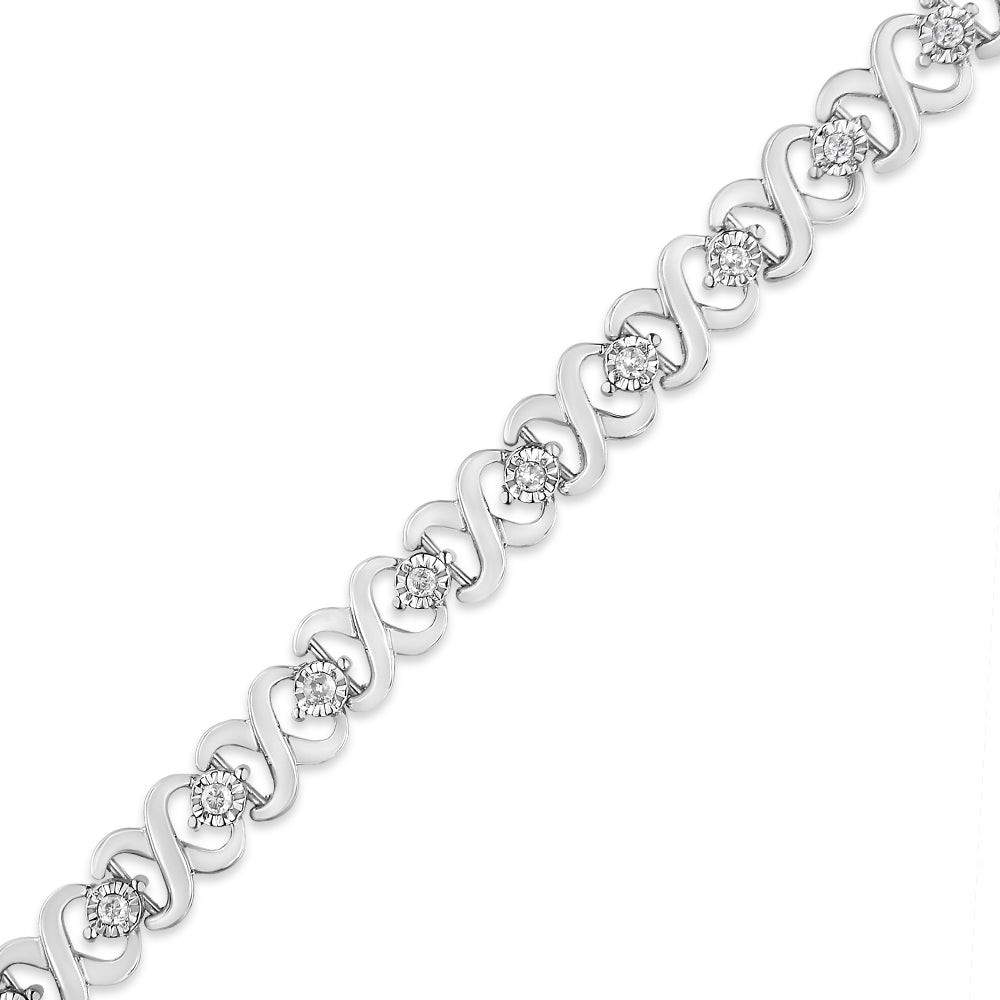 .925 Sterling Silver 1/3 Cttw Miracle Plate Round-Cut Diamond Infinity Link Bracelet  (I-J Color, I3 Clarity)  - Size 7.25'