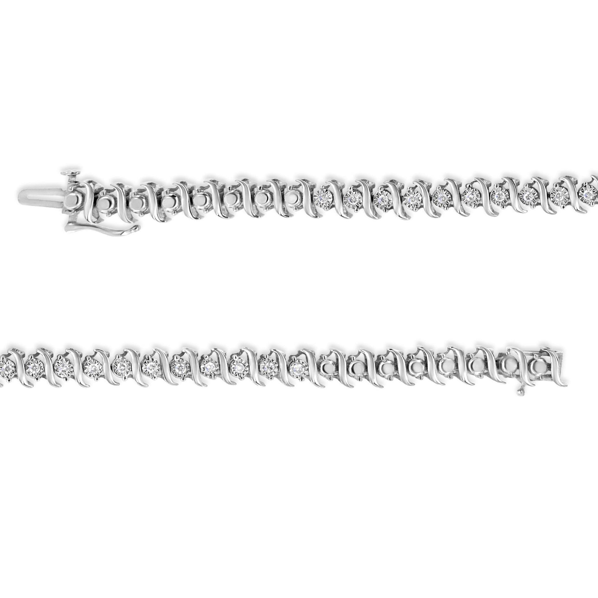 .925 Sterling Silver 1/2 Cttw Diamond Miracle Set 'S' Link Tennis Bracelet - (J-K Color, I2-I3 Clarity) - Size 7.50