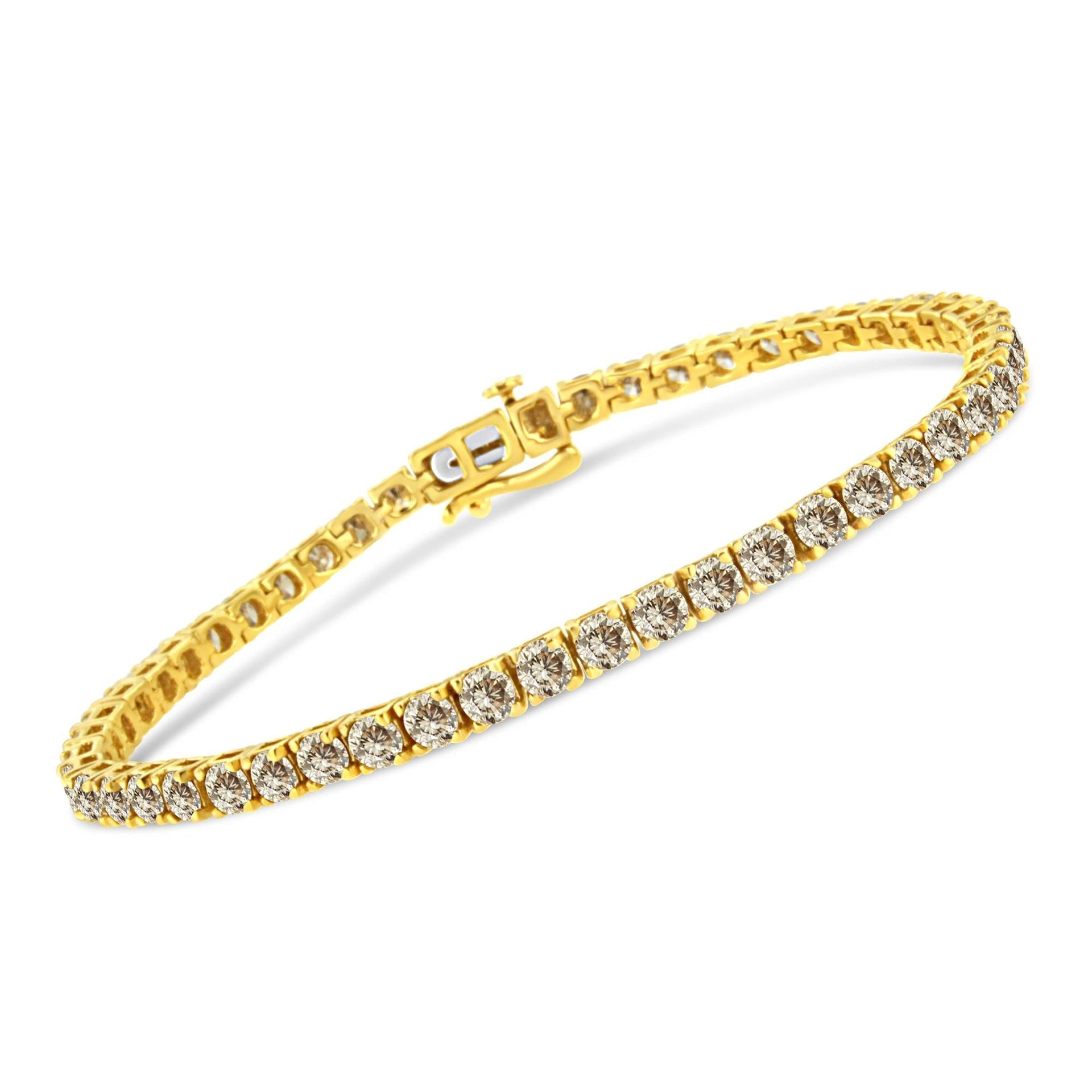 14K Yellow Gold Plated .925 Sterling Silver 8.0 Cttw Diamond Classic Link Tennis Bracelet (K-L Color, I2-I3 Clarity) - 7-1/4'