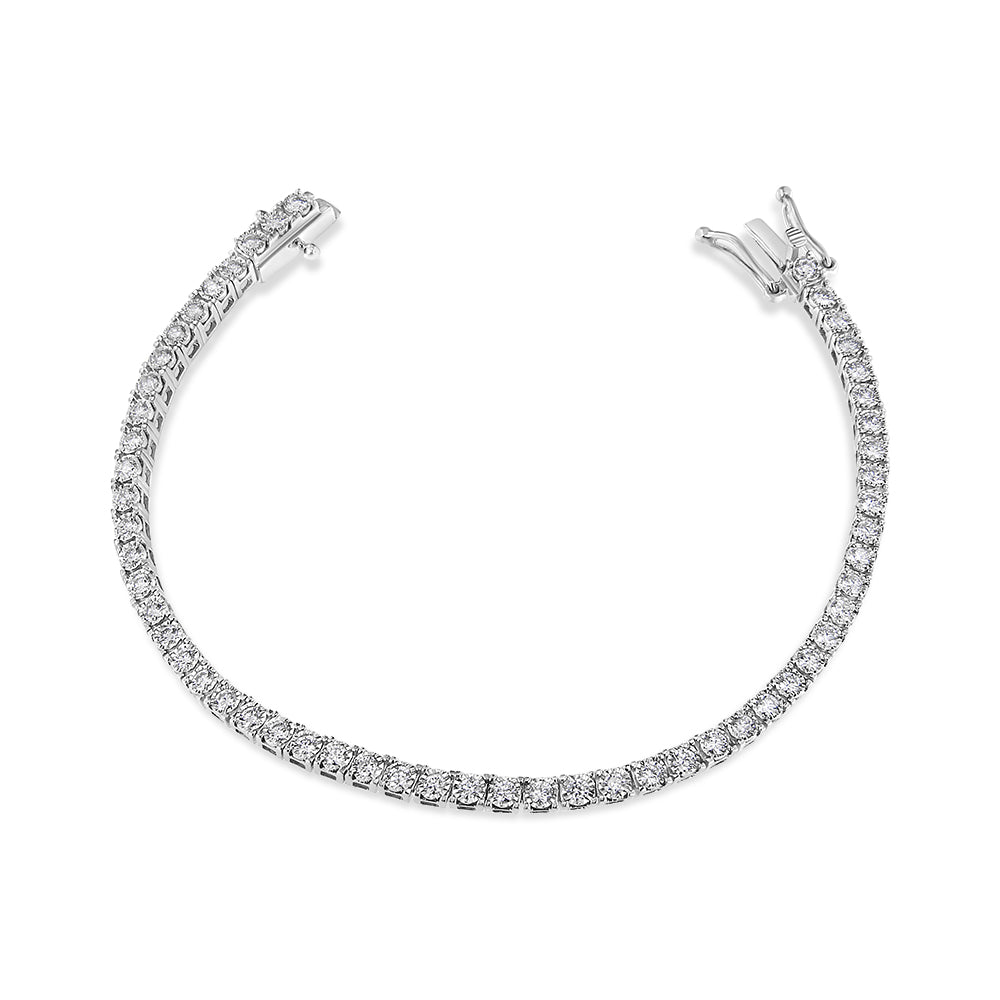 14K White Gold 2.0 Cttw Miracle Set Round-Cut Lab Grown Diamond Illusion 7' Tennis Bracelet (F-G Color, VS2-SI1 Clarity)