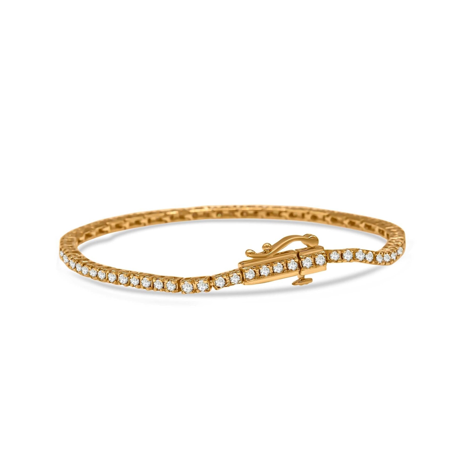 10K Yellow Gold Plated .925 Sterling Silver 2.0 Cttw Champagne Diamond Tennis 7' Bracelet (Champagne Color, I3 Clarity)
