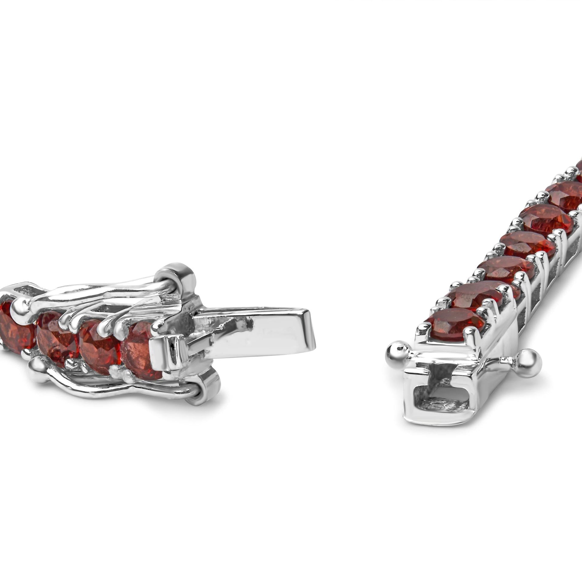 .925 Sterling Silver 10.0 Cttw Created Orange Garnet Tennis Bracelet - 7.25'
