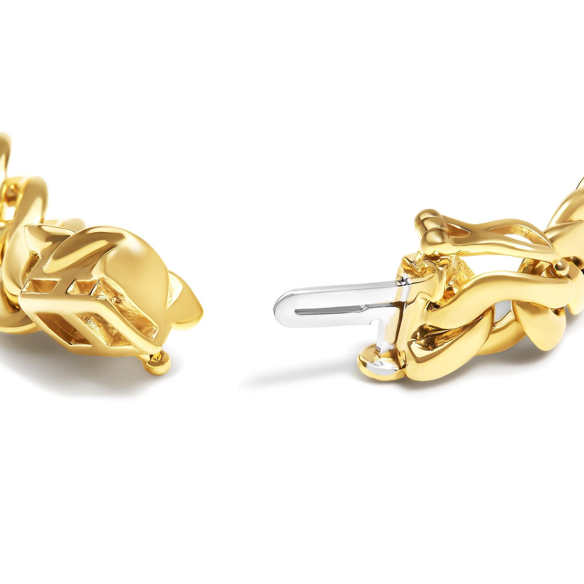 14K Yellow Gold Plated .925 Sterling Silver Diamond Accent Inlaid Cross Cuban Link Bracelet (I-J Color, I3 Clarity)-  7.25'