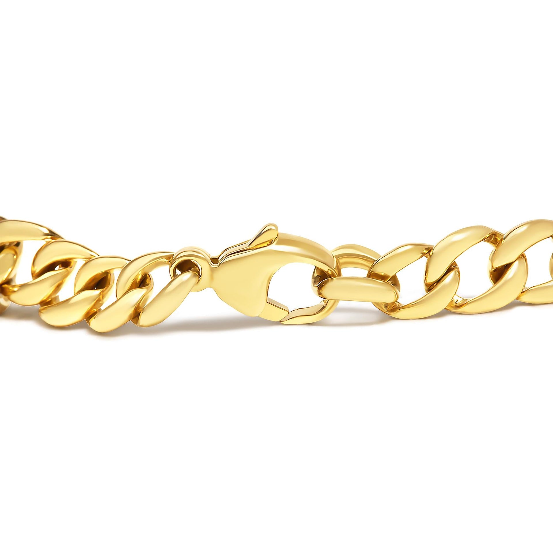 14K Yellow Gold Plated .925 Sterling Silver 1 1/4 Cttw Diamond Cuban Chain Link Bracelet (I-J Color, I3 Clarity)-  7.25'