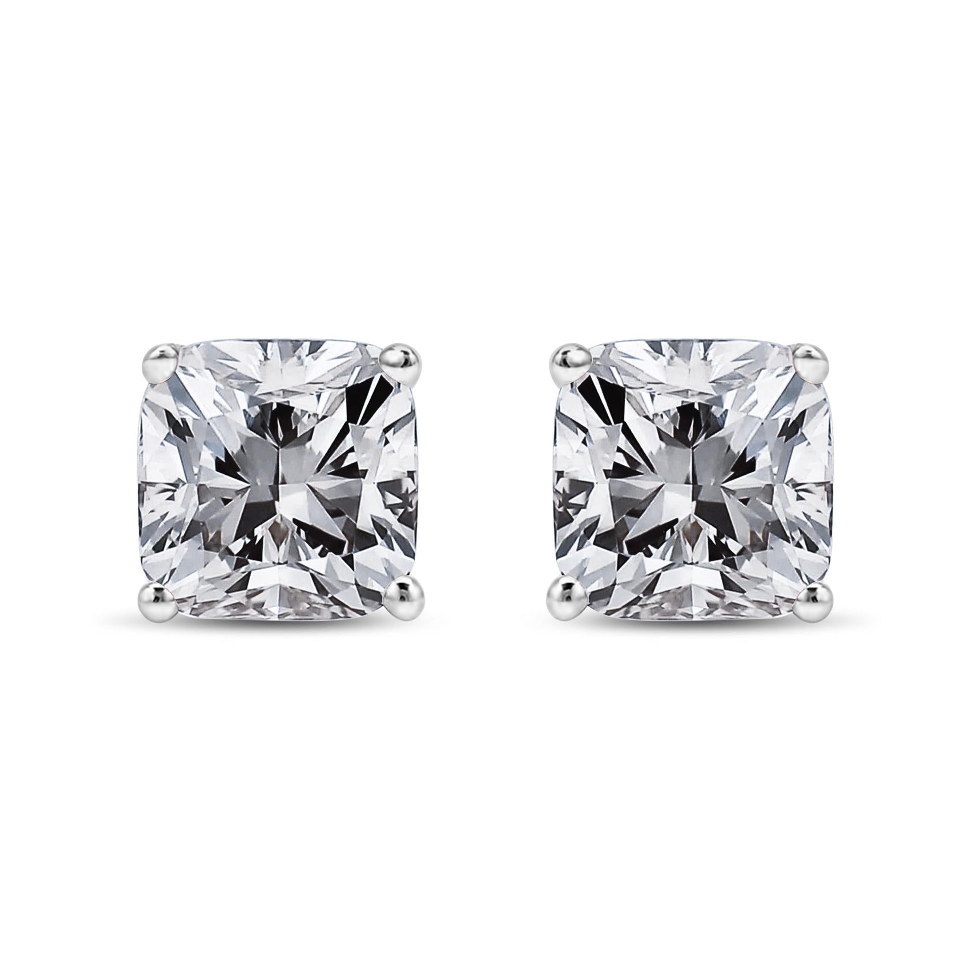14K White Gold 1 1/2 Cttw Clarity Enhanced Princess Cut Diamond Solitaire Stud Earrings (I-J Color, I1-I2 Clarity)