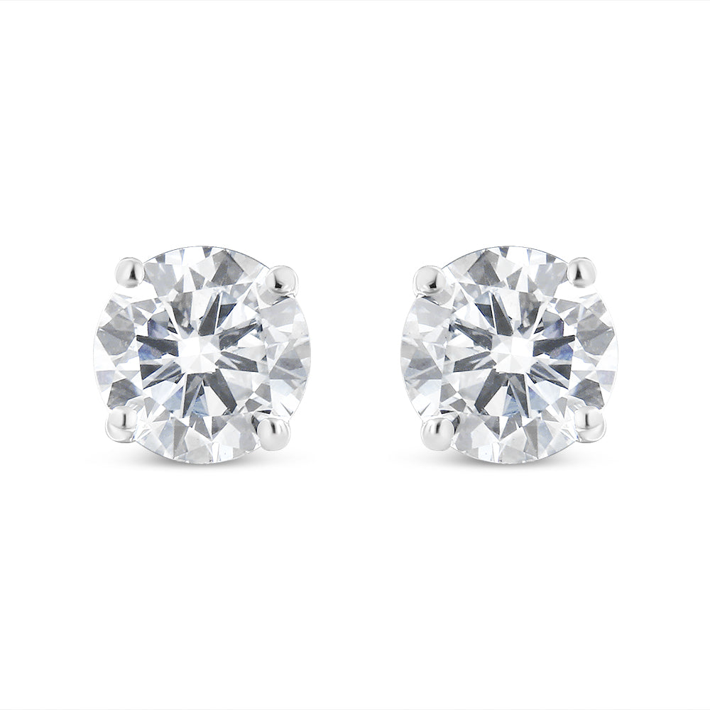IGI Certified 14K White Gold 1 1/2 Cttw Round Diamond Solitaire Stud Earrings with Screwbacks (G-H Color, I1-I2 Clarity)