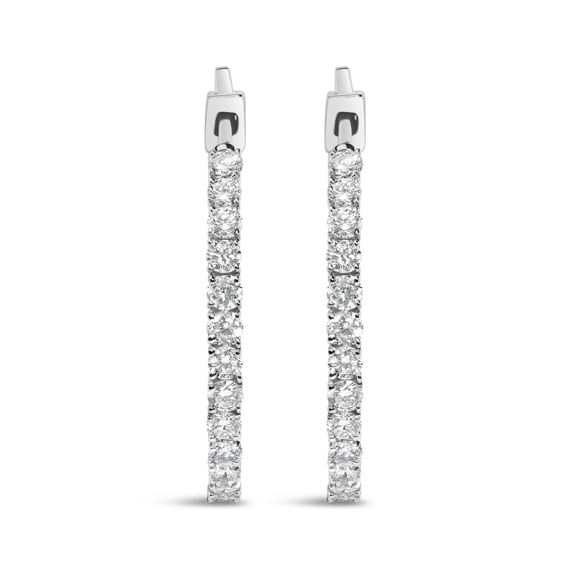 14K White Gold 2.00 Cttw Inside Out Lab-Grown Diamond Hoop Earrings