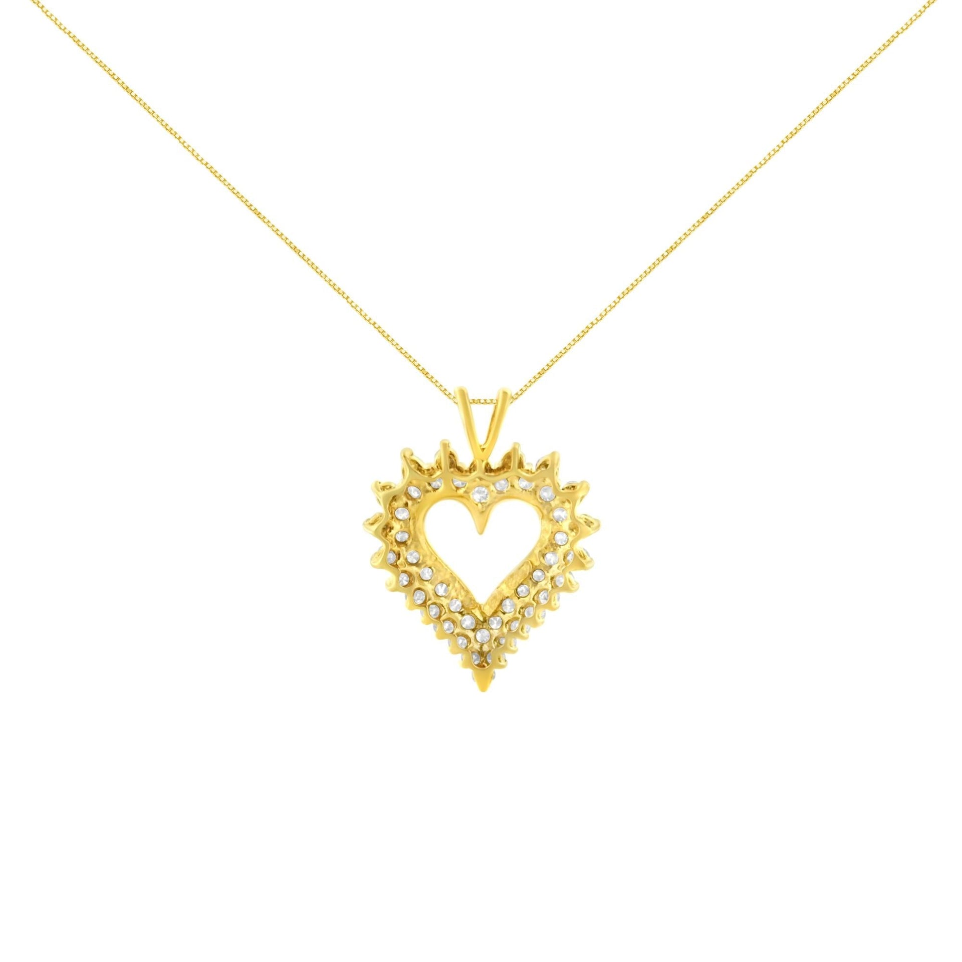 14K Yellow Gold Plated .925 Sterling Silver Brilliant-Cut Diamond Open Heart 18' Pendant Necklace (K-L Color, I1-I2 Clarity)