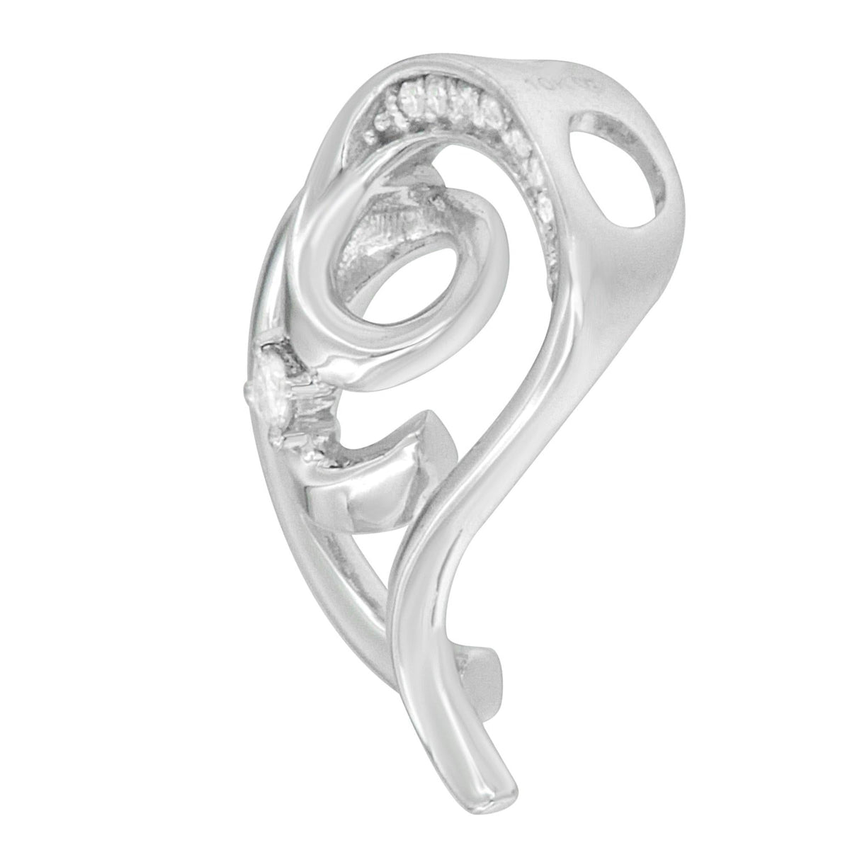 10K White Gold Diamond Accented Espira Open Spiral Twist Heart 'Rings of Love' 18' Pendant Necklace (J-K Color, I2-I3 Clarity)