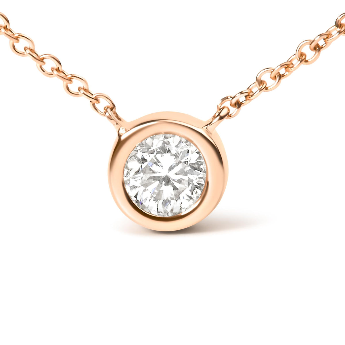 Sterling Silver Bezel-Set Diamond Solitaire Pendant Necklace (1/3 cttw, H-I Color, I1-I2 Clarity)