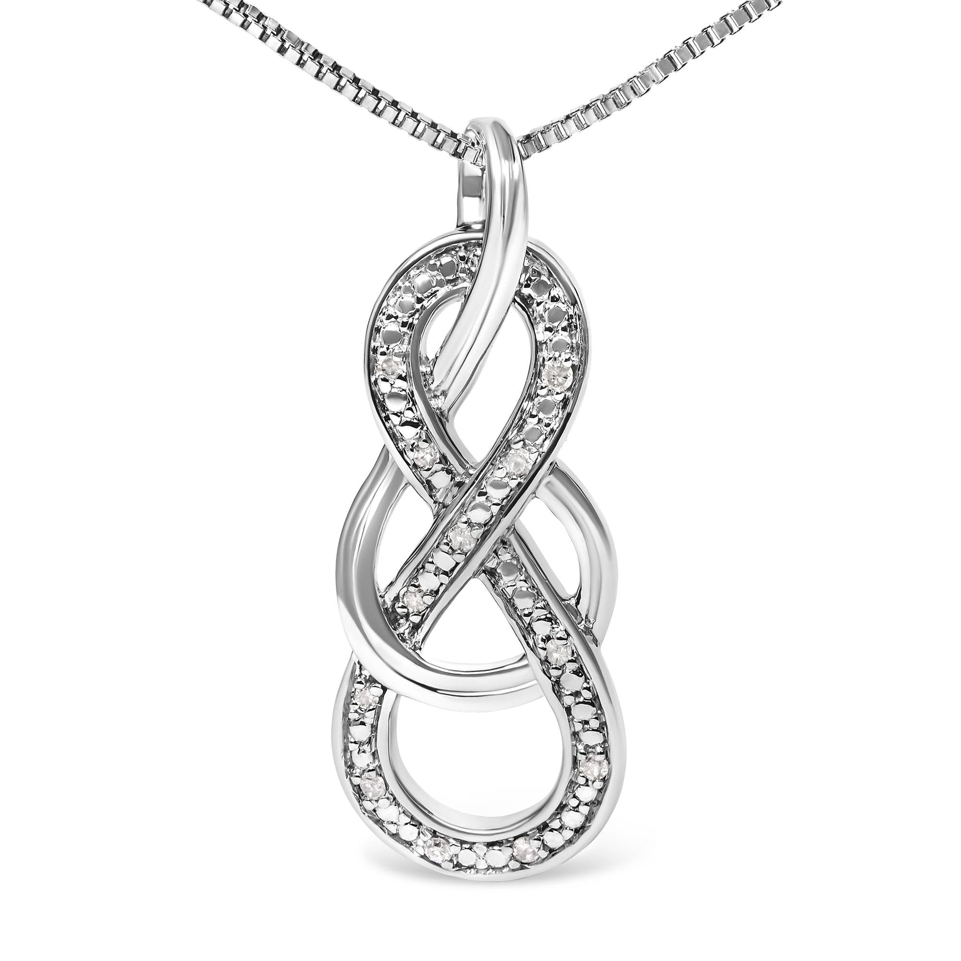 925 Sterling Silver Diamond Accent Interlocking Infinity Pendant Necklace (H-I Color, I2-I3 Clarity) - 18' Inches