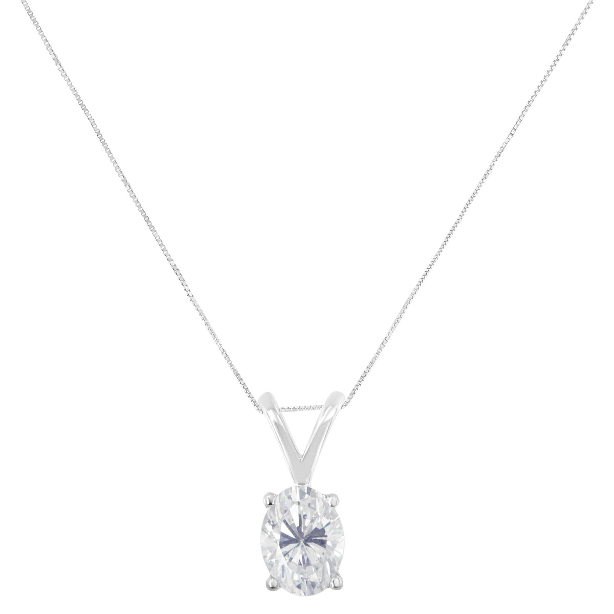 IGI Certified 10K White Gold 3/8 cttw Prong Set Diamond Oval Pendant Necklace (I-J Color, I1 Clarity) - Size 18'