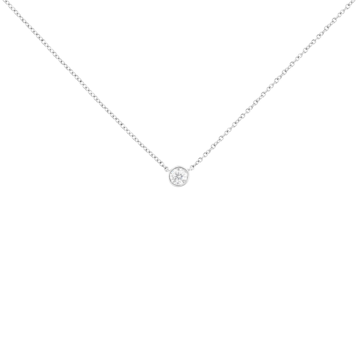 10K Gold 0.25 Carat Diamond Classic Bezel-Set Solitaire Pendant Necklace with 16'-18' Adjustable Chain (H-I Color, SI2-I1 Clarity)