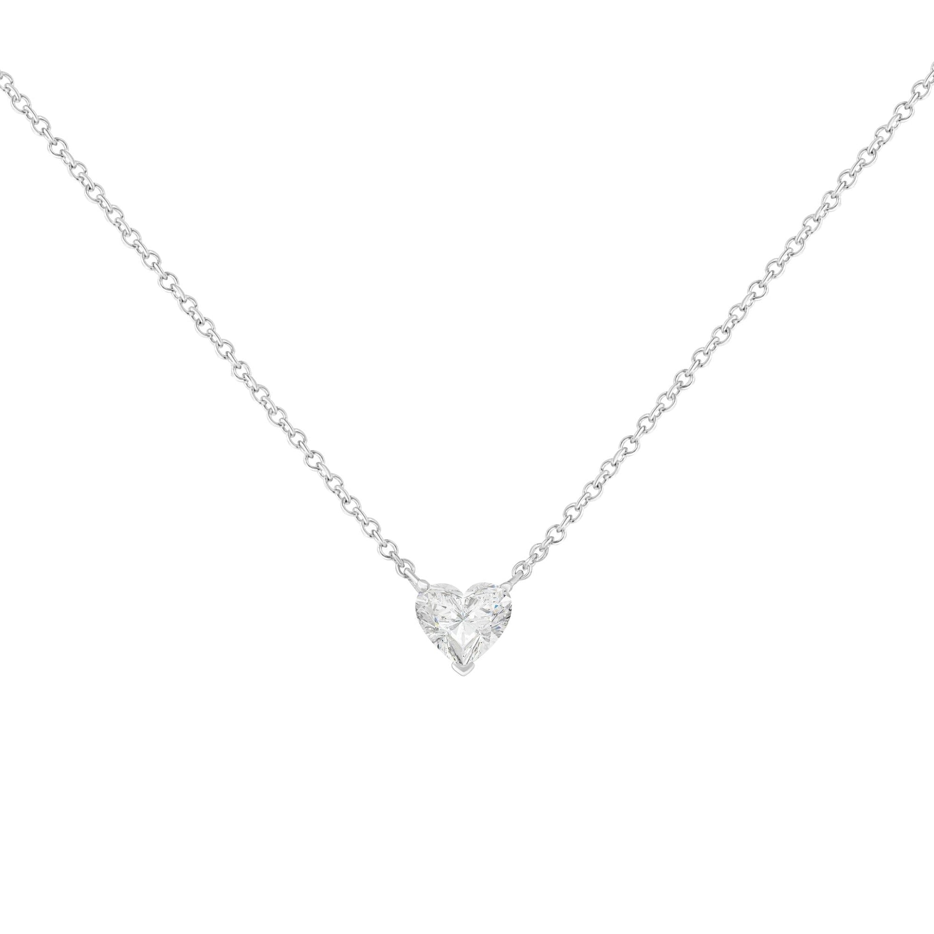 14k White Gold 1/4 Cttw Lab Grown Heart Shape Diamond Solitaire 18' Pendant Necklace (E-F Color, SI1-SI2 Clarity)