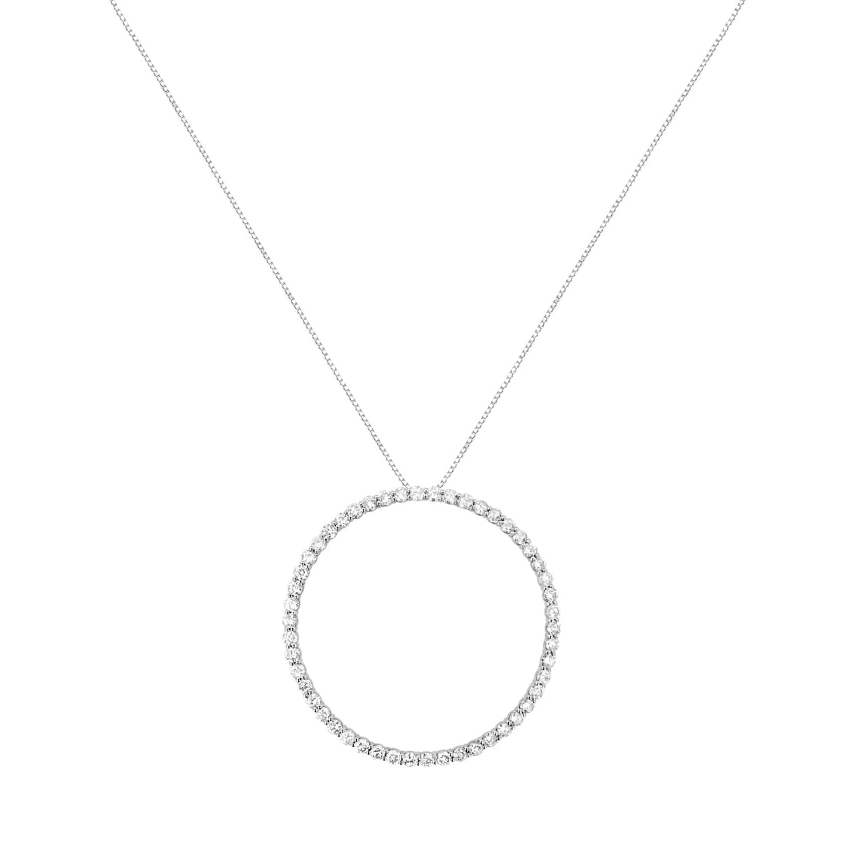 .925 Sterling Silver 4 cttw Prong Set, Round-Cut Diamond Open Circle Hoop 18' Pendant Necklace (J-K Color, I1-I2 Clarity)