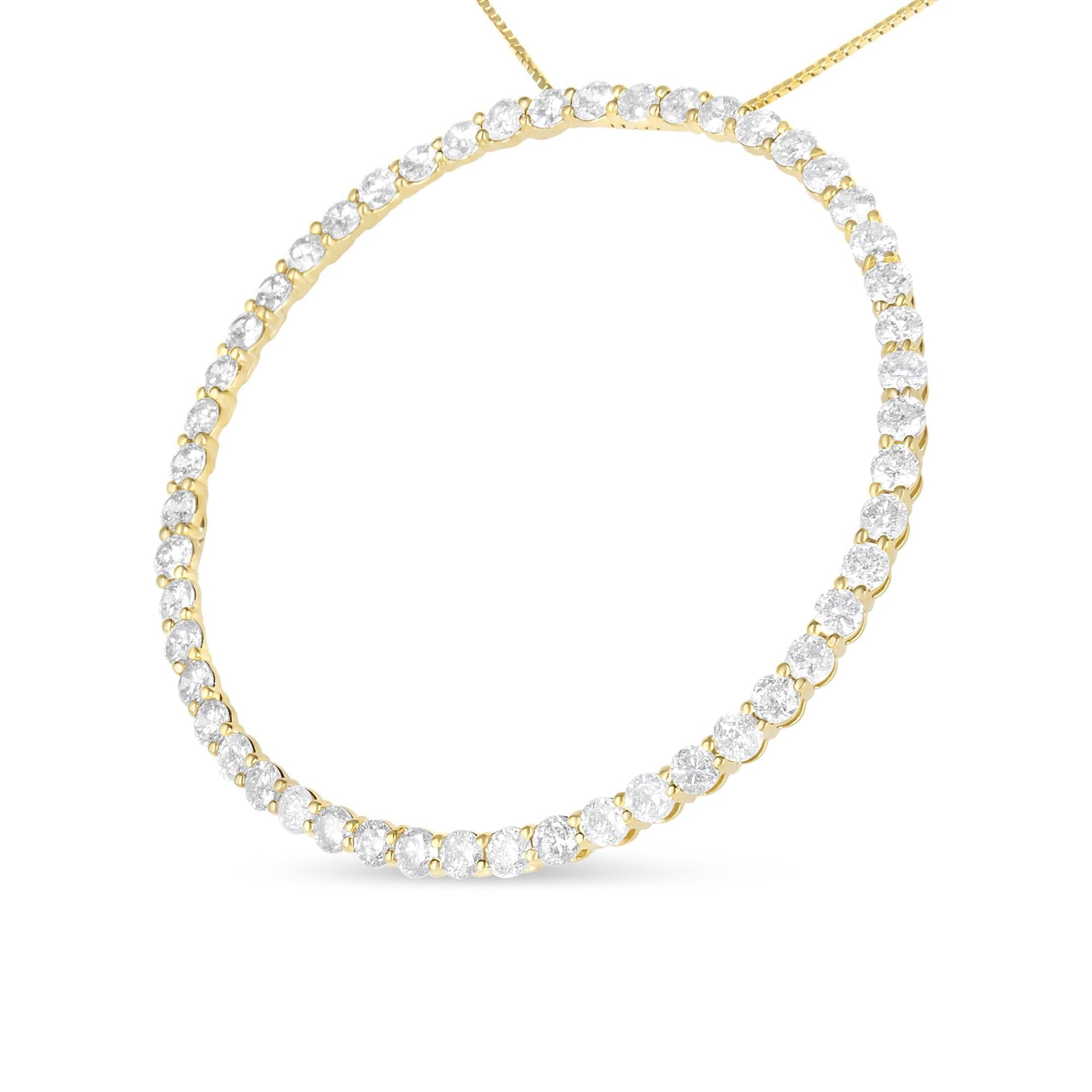 10K Yellow Gold Plated .925 Sterling Silver 4 Cttw Diamond Circle Hoop 18' Pendant Necklace (J-K Color, I1-I2 Clarity)