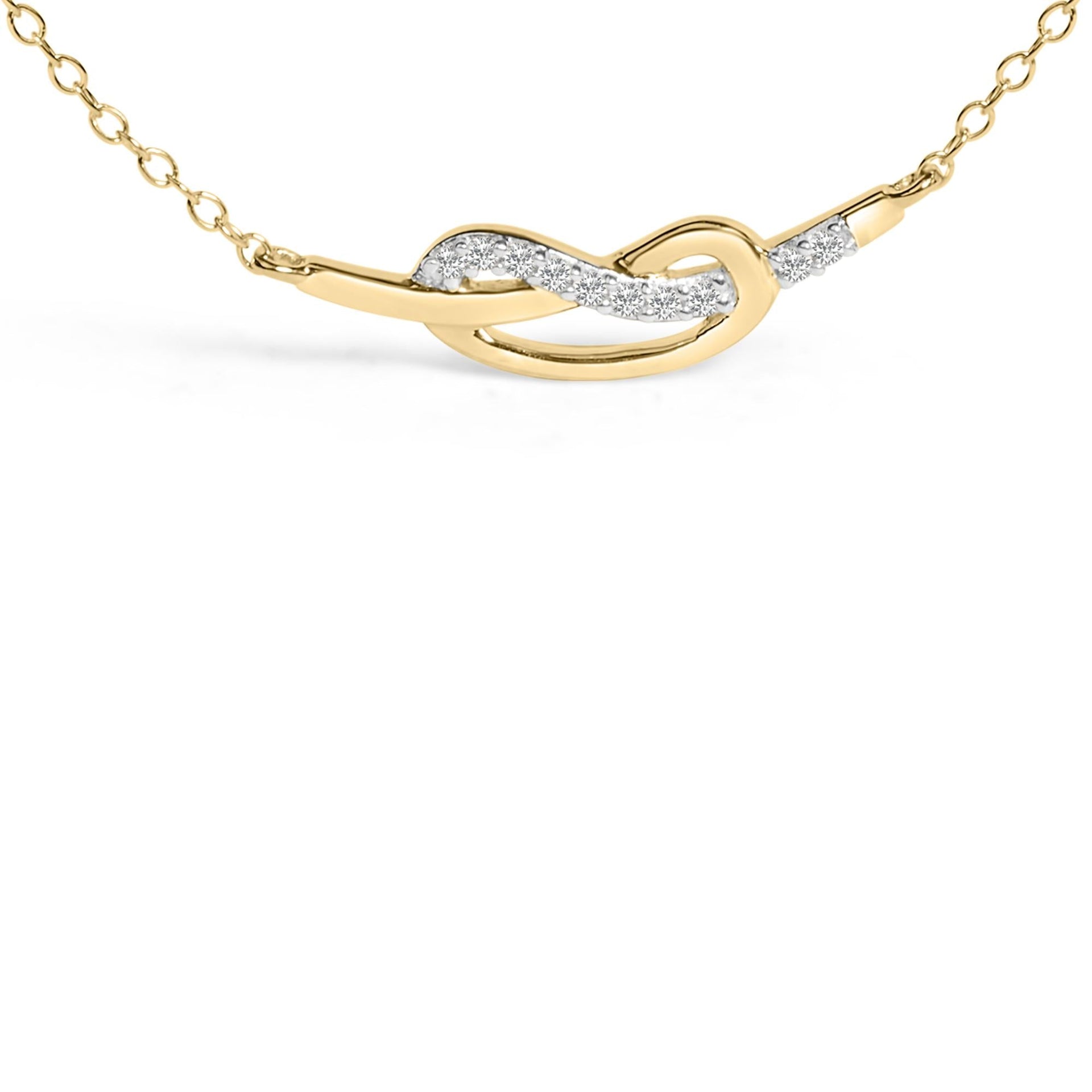 14K Yellow Gold Plated .925 Sterling Silver Diamond Accent Infinity Ribbon Pendant Necklace (I-J Color, I1-I2 Clarity) - '18 Inch