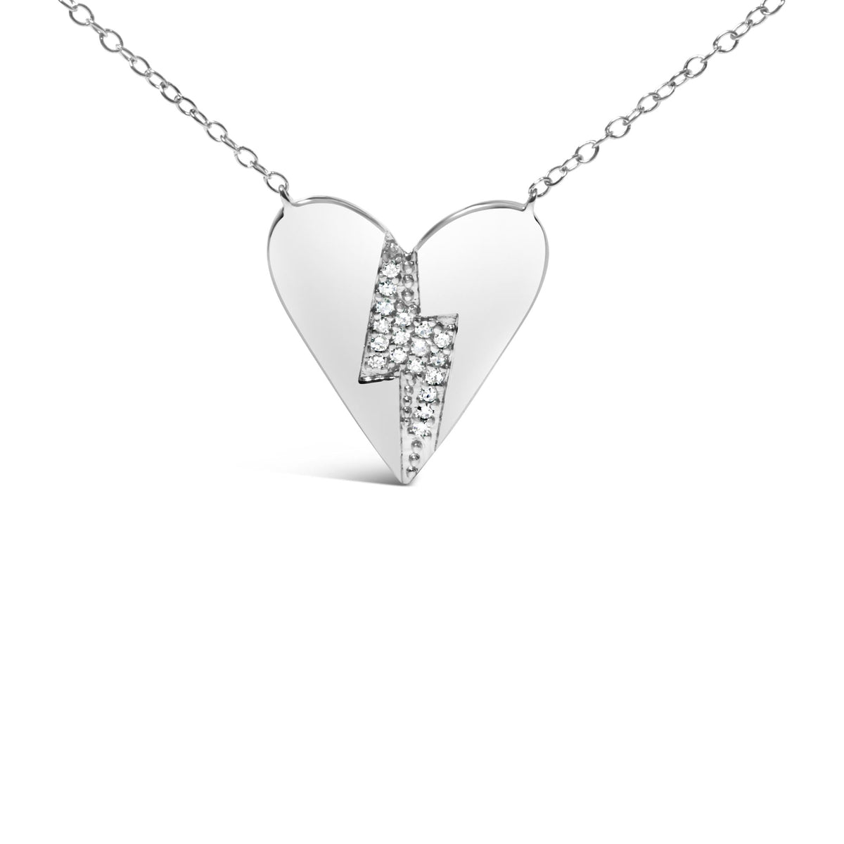 .925 Sterling Silver Diamond Broken Heart Pendant Necklace (H-I Color, I1-I2 Clarity) - 18' Inches