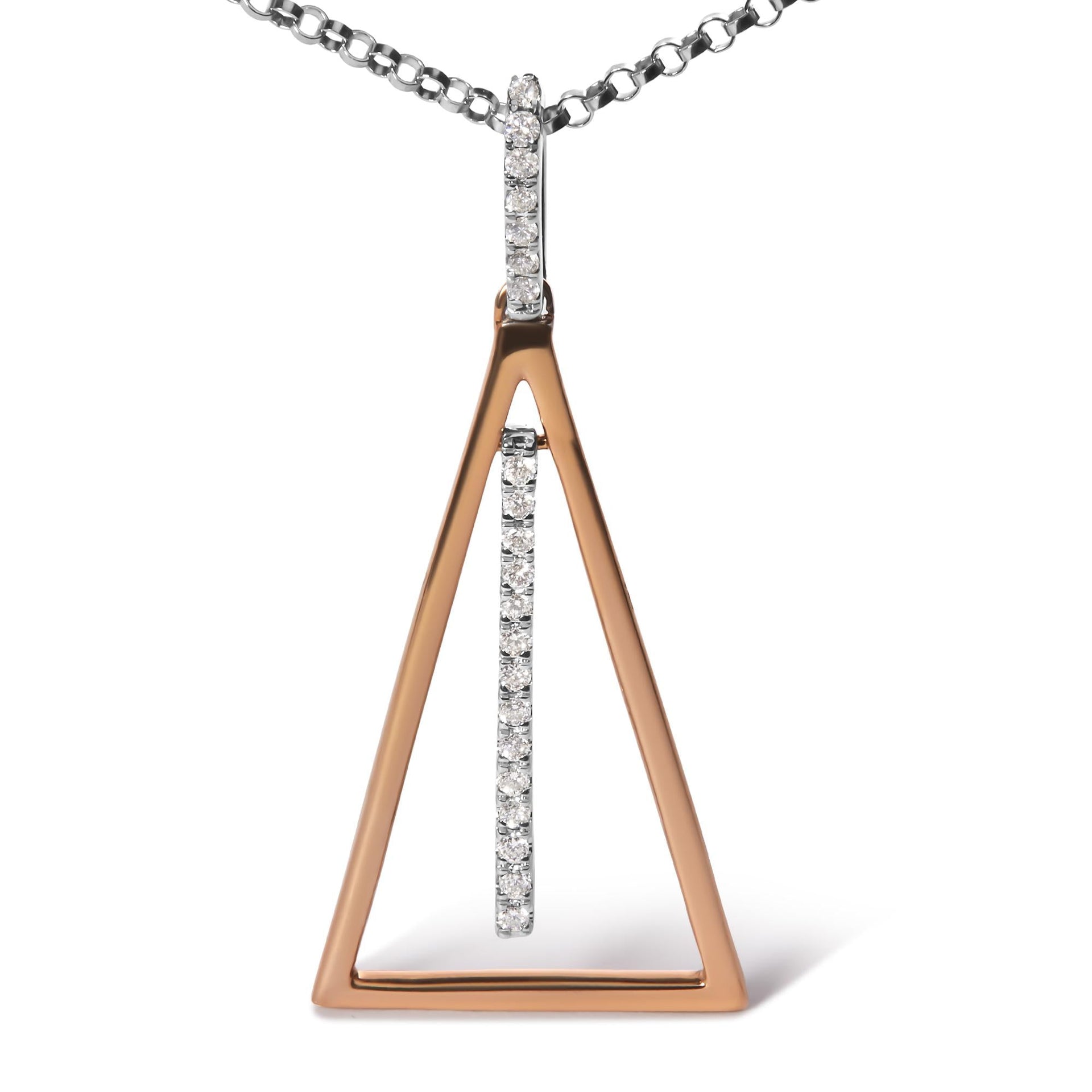 14K Rose and White Gold 1/8 Cttw Diamond Windchime 18' Pendant Necklace (G-H Color, SI1-SI2 Clarity)