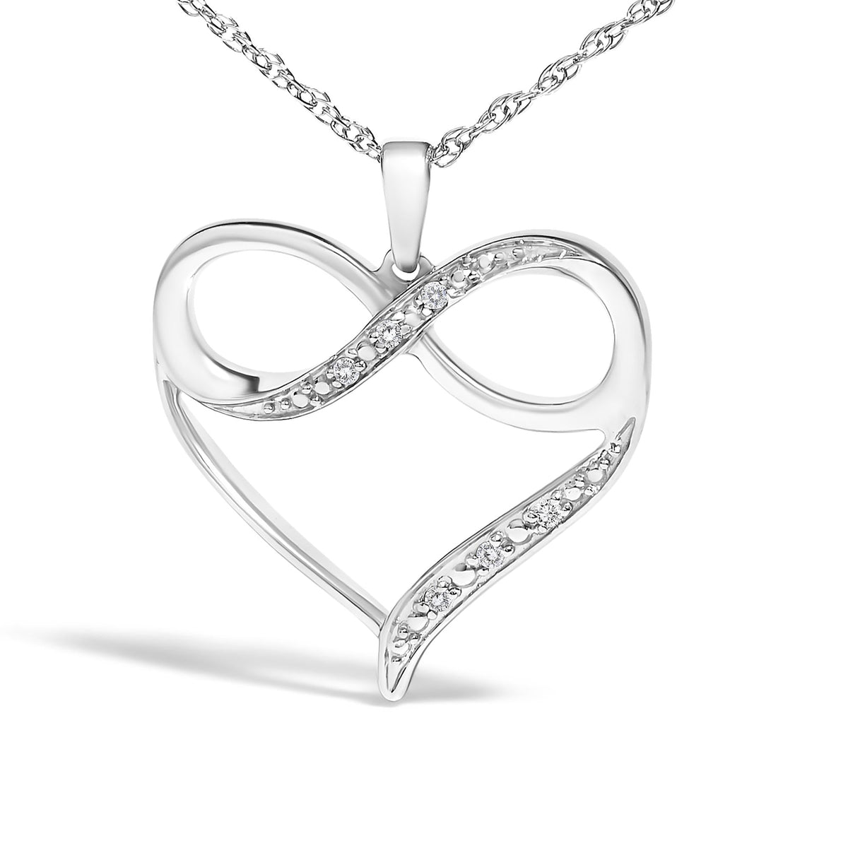 .925 Sterling Silver Diamond Accent Infinity Heart Love Pendant Necklace (J-K Color, I2-I3 Clarity) - 18' Inches