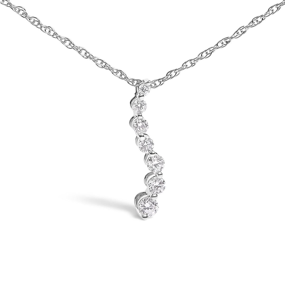 .925 Sterling Silver 1/4 Cttw Lab Grown Diamond Journey Pendant Necklace - 18' Inches