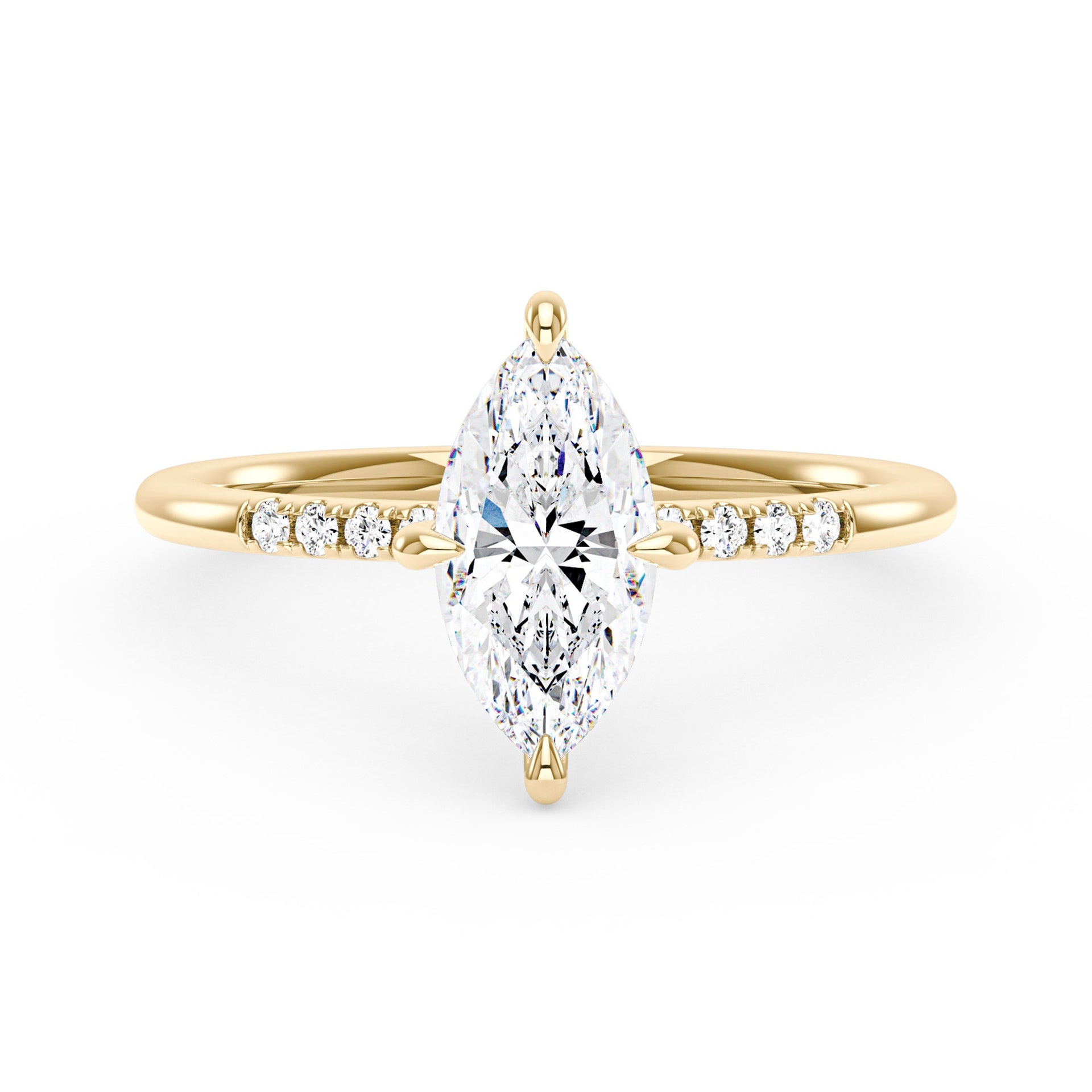 2 Carat Marquise Moissanite Engagement Ring with Pave Band (Celebrity Inspired)