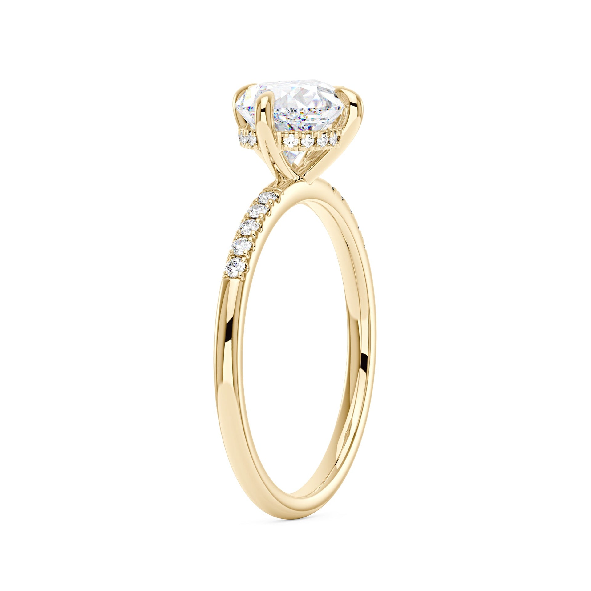 2 Carat Pear Moissanite East West Ring with Pave Band