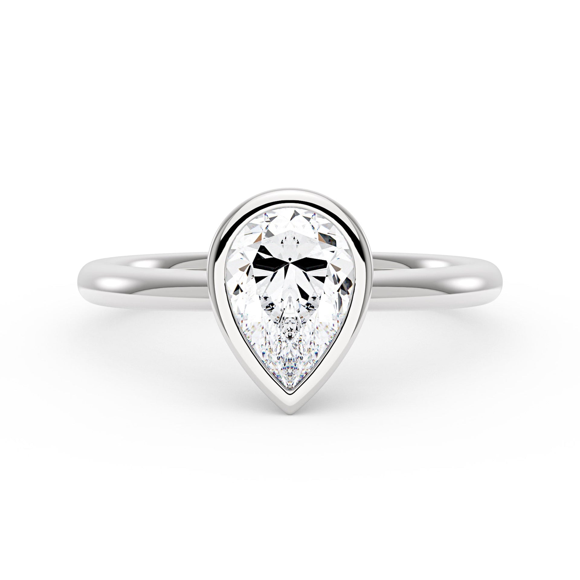 2 Carat Pear-Shaped Moissanite Bezel Ring