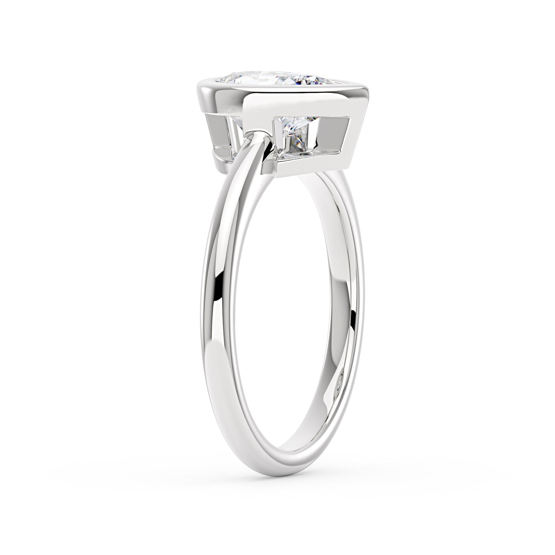 2 Carat Pear-Shaped Moissanite Bezel Ring