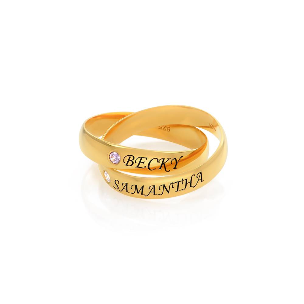 Charlize 2 Russian Rings with Birthstones in 18K Gold Plating