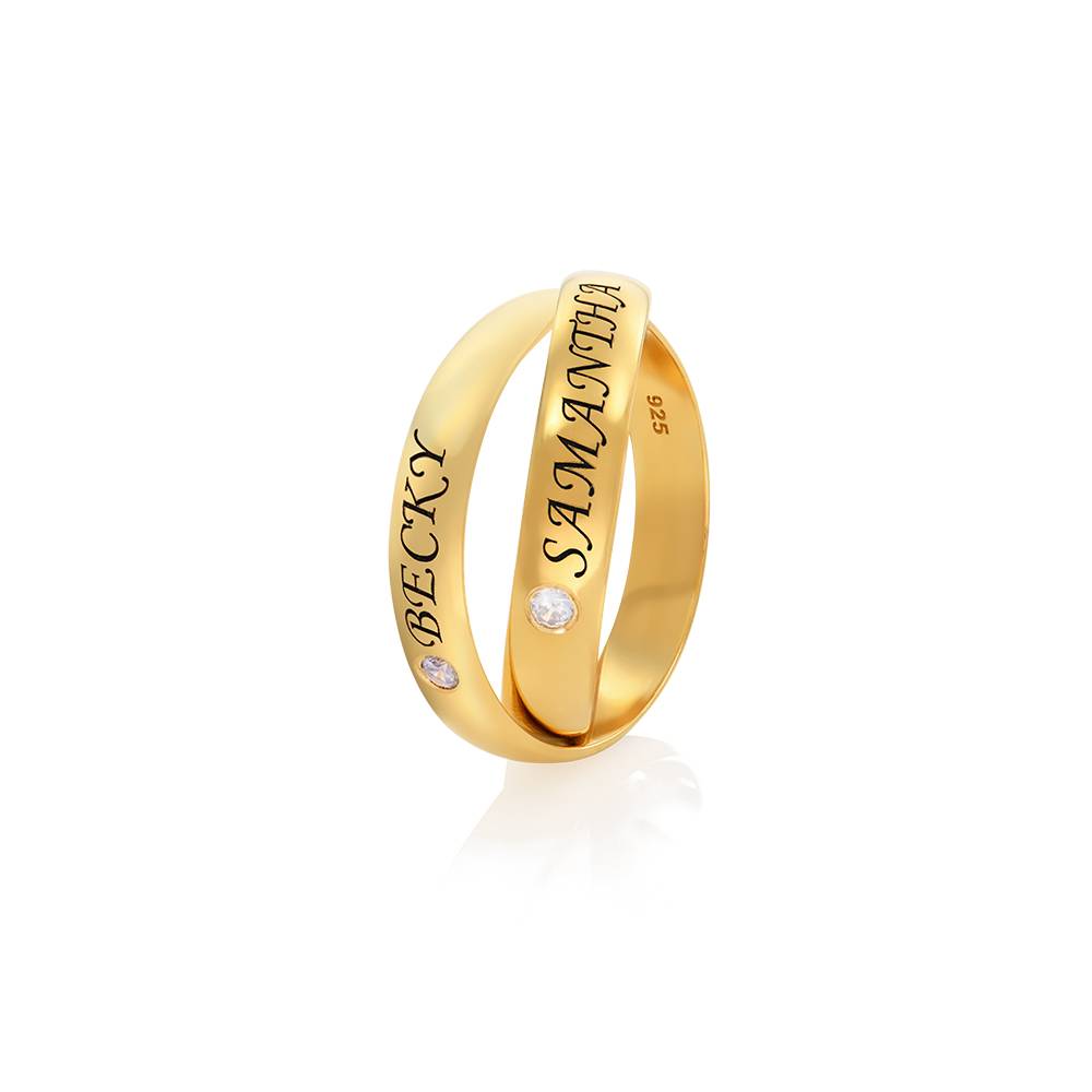 2 Charlize Russian Rings with Birthstone in Gold Plating