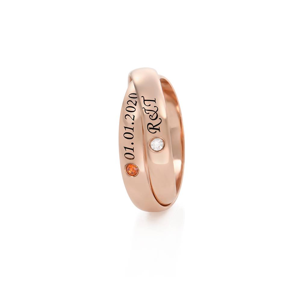 Charlize 2 Russian Rings with Birthstones in 18K Rose Gold Plating