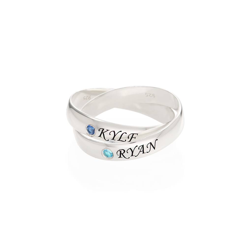 Charlize 2 Russian Rings with Birthstones in Sterling Silver