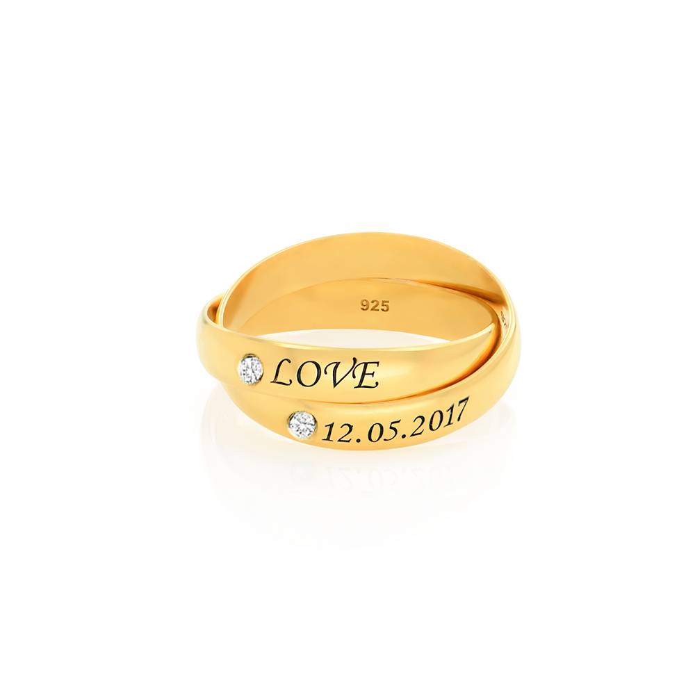 2 Charlize Russian Rings with Diamond in 18K Gold Vermeil