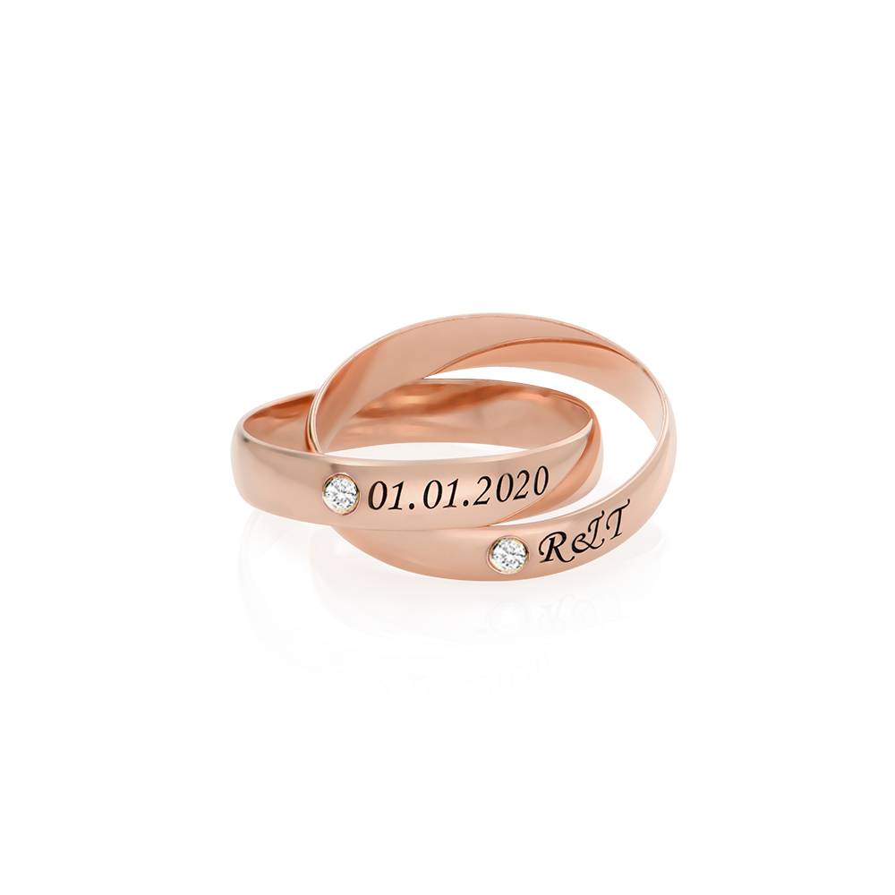 2 Charlize Russian Rings with Diamond in 18K Rose Gold Plating