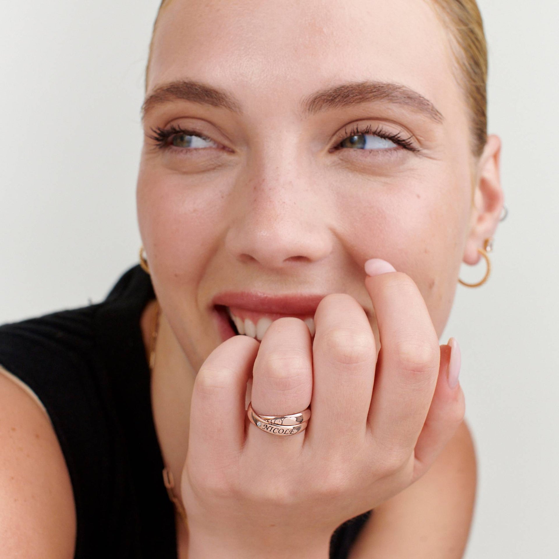 2 Charlize Russian Rings with Diamond in 18K Rose Gold Plating